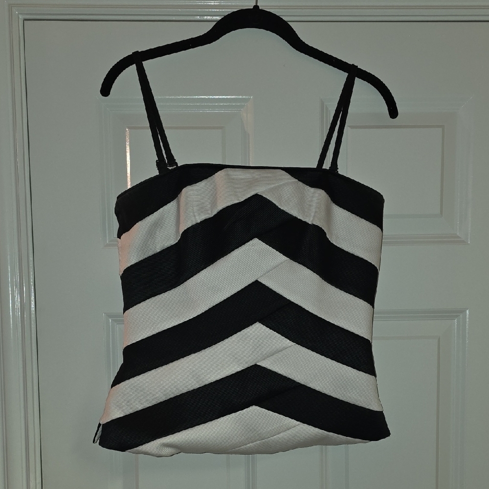 White House Black Market Black and White Camisole